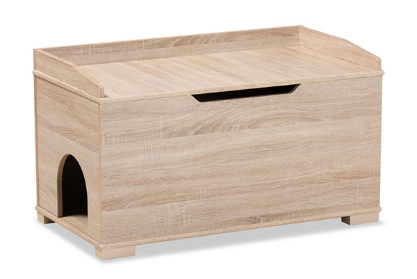 Mariam Modern and Contemporary Oak Finished Wood Cat Litter Box Cover House SECHC150140WI-Hana Oak-Cat House