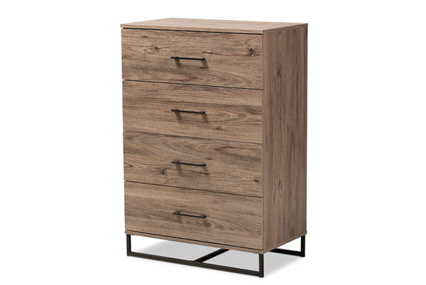 Daxton Modern and Contemporary Rustic Oak Finished Wood 4-Drawer Storage Chest DC 9070-ZZ-Rustic Oak-4DW-Chest