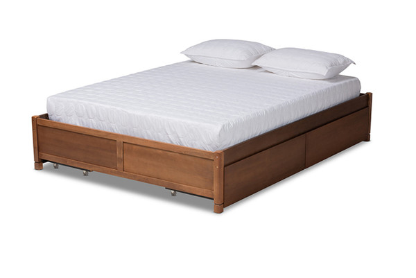 Yara Modern and Contemporary Walnut Brown Finished Wood Queen Size 4-Drawer Platform Storage Bed Frame MG0068-Walnut-4DW-Queen-Frame