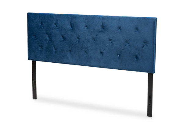 Felix Modern and Contemporary Navy Blue Velvet Fabric Upholstered King Size Headboard Felix-Navy Blue Velvet-HB-King