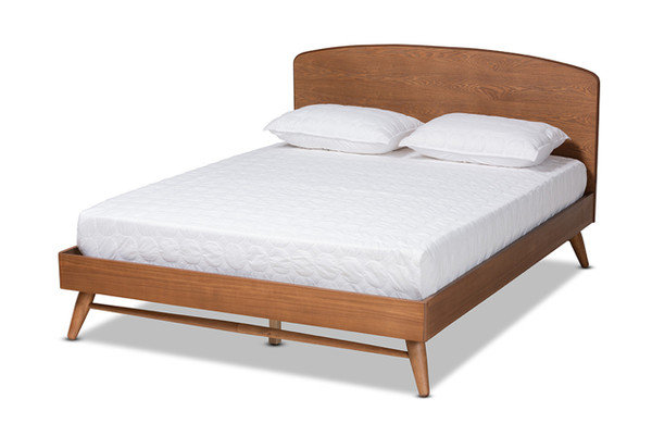 Keagan Mid-Century Modern Transitional Walnut Brown Finished Wood Full Size Platform Bed MG-2200-1-Ash Walnut-Full