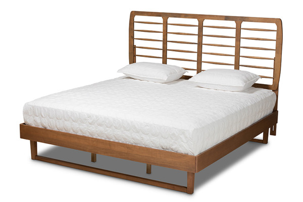 Lucie Modern and Contemporary Walnut Brown Finished Wood King Size Platform Bed Lucie-Ash Walnut-King