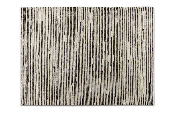 Amorica Modern and Contemporary Black and Ivory Handwoven Wool Area Rug Amorica-White/Black-Rug