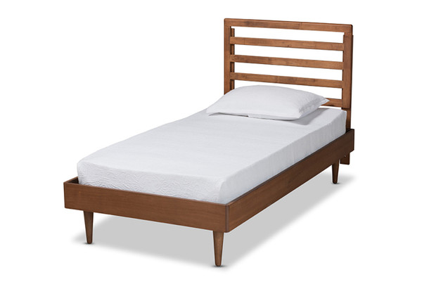 Ryo Mid-Century Modern Transitional Walnut Brown Finished Wood Twin Size Platform Bed Ryo-Ash Walnut-Twin