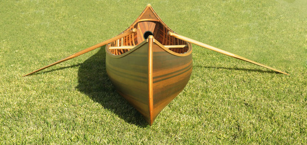 28.5" X 144" X 21" Matte Finish, Wooden Canoe With Ribs Curved Bow (364288)