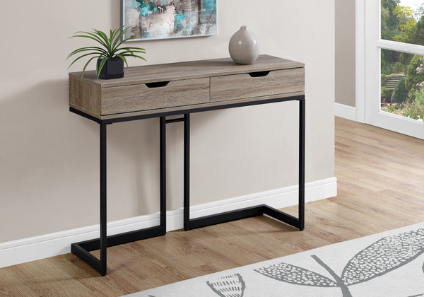 32" Dark Taupe Mdf And Black Metal Accent Table (333250)