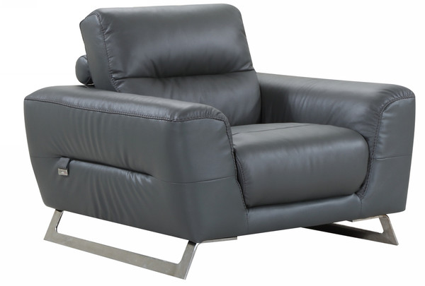 34" Lovely Dark Grey Leather Chair (329603)
