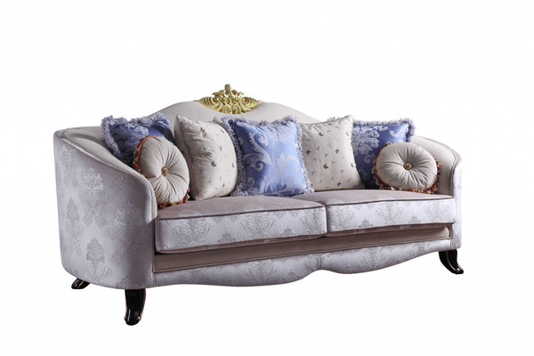 38" X 95" X 44" Cream Fabric Upholstery Sofa W/7 Pillows (347275)