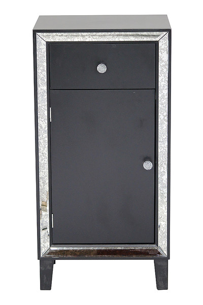 38"Black Accent Cabinet With A Drawer, A Door And Antiqued Mirror Accents (319825)