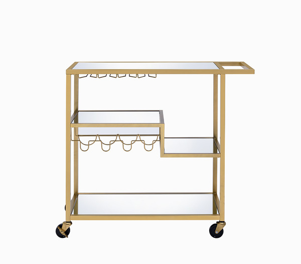40" X 16" X 37" Gold And Clear Glass Serving Cart (319143)