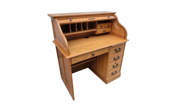 40.5" X 24" X 45" Harvest Oak Hardwood Student Roll Top Desk (356128)