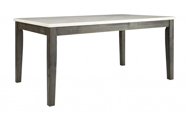 64" X 38" X 30" White Marble And Gray Oak Dining Table (319145)