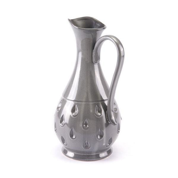 7.9" X 6.5" X 13.2" Gray Jar Or Pitcher With A Pineapple Design (295486)