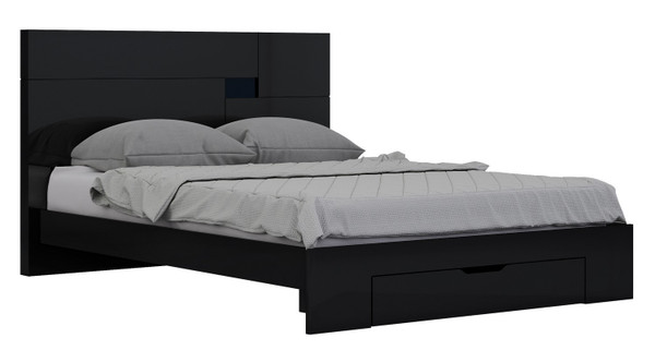 72'' X 85'' X 43'' 4Pc California King Modern Black High Gloss Bedroom Set (343987)