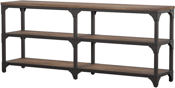 72" X 16" X 30" Weathered Oak And Antique Silver Console Table (286024)