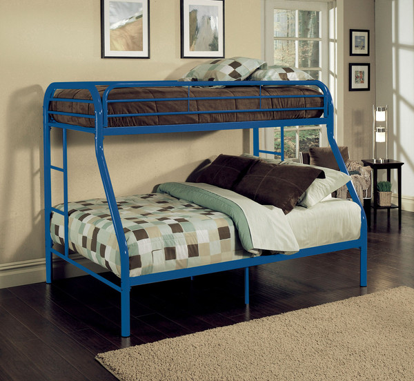 78" X 54" X 60" Twin Over Full Blue Metal Tube Bunk Bed (286574)