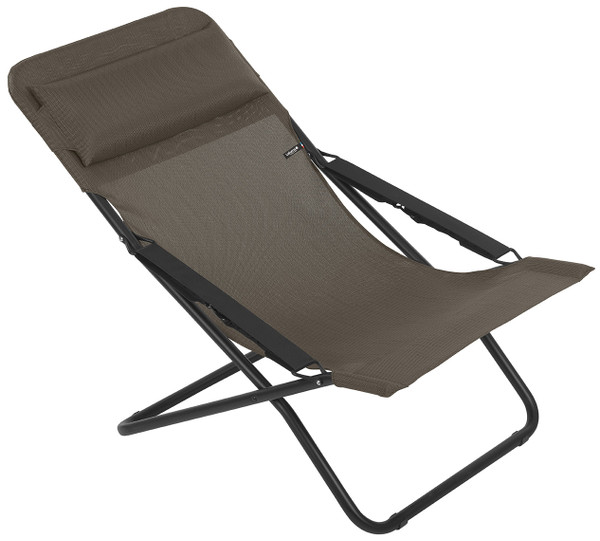Folding Sling Chair - Black Steel Frame - Wood Fabric (320619)