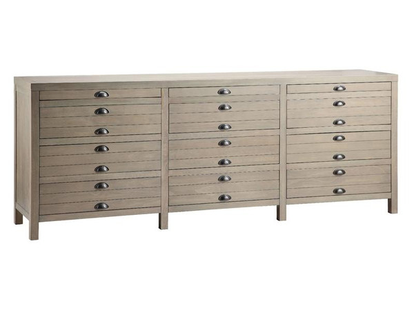 World Merrimac 12 Drawer Credenza In Faded Grey Driftwood (12002)