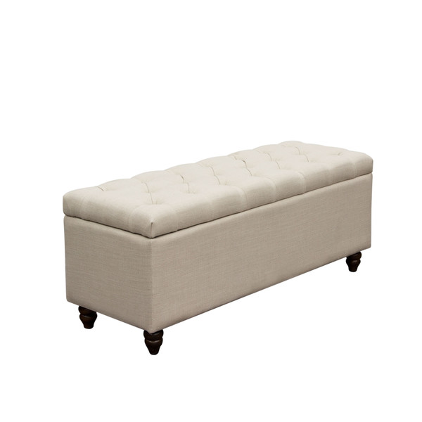 Park Ave Tufted Lift-Top Storage Trunk By Diamond Sofa - Desert Sand Linen PARKAVETRSD