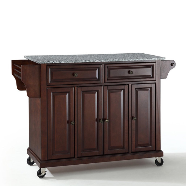 Solid Granite Top Kitchen Island - Vintage Mahogany (KF30003EMA)