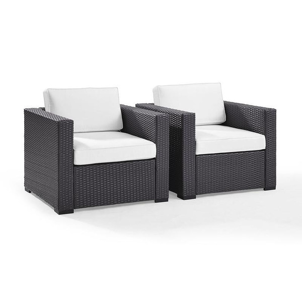 Biscayne 2 Person Outdoor Wicker Seating Set - White (KO70103BR-WH)