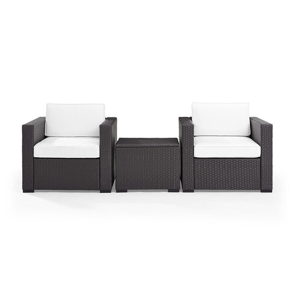 Biscayne 2 Person Outdoor Wicker Seating Set - White (KO70104BR-WH)