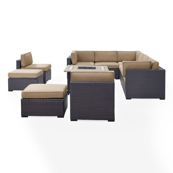 Biscayne 10 Person Outdoor Wicker Seating Set - Mocha (KO70117BR-MO)