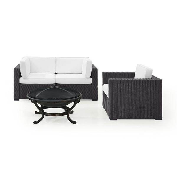 Biscayne 3 Person Outdoor Wicker Seating Set - White (KO70119BR-WH)