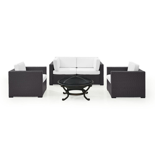 Biscayne 4 Person Outdoor Wicker Seating Set - White (KO70121BR-WH)