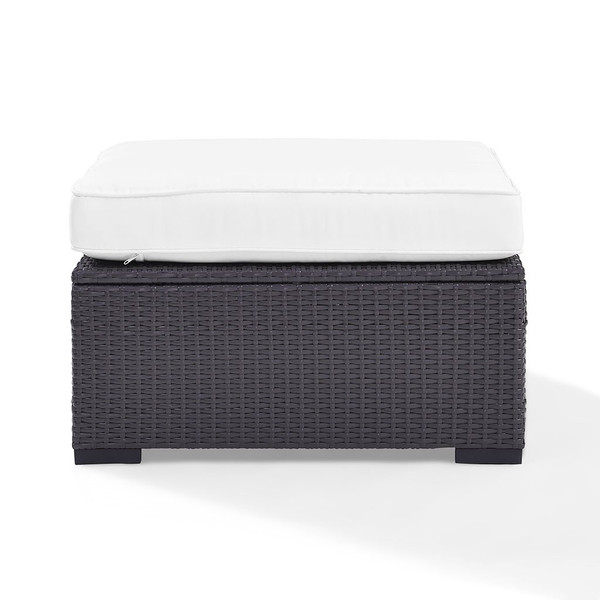 Biscayne Ottoman With White Cushions (KO70127BR-WH)