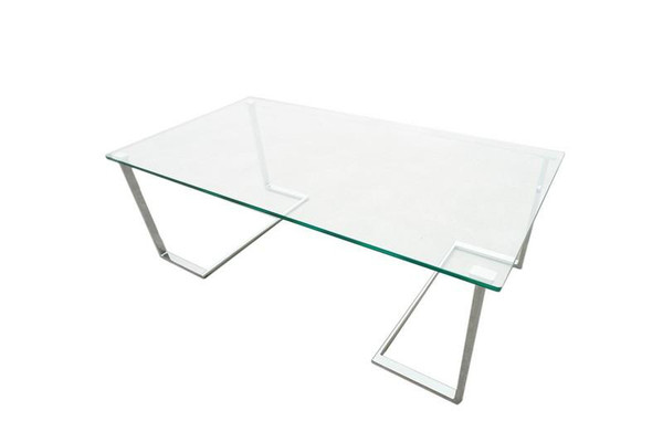Edwin Rectangle Glass Top Chrome Cocktail Table (20803-01)