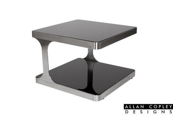Diego Black Glass Top Stainless Steel End Table (21103-02)