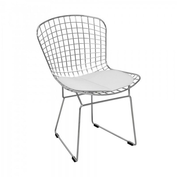 Chrome Wire White Side Chair Mm-8033 (MM-8033-White)