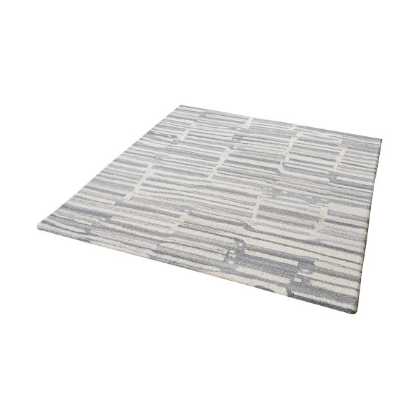 16" Square Slate Handtufted Wool Rug In Grey And White (8905-263)