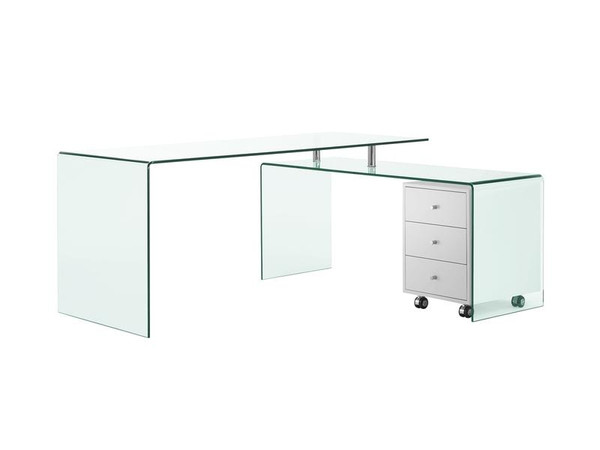 Rio High Gloss White Lacquer W Glass Office Desk (CB-1109-WH-DESK)