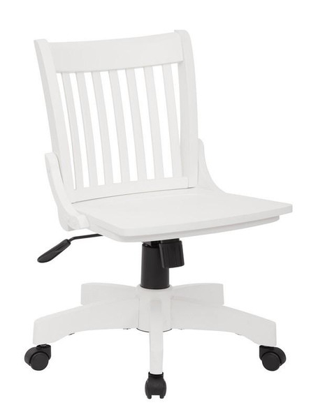 Deluxe Armless Wood Bankers Chair With Wood Seat (White ) (101WHT)
