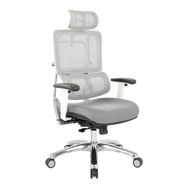 Breathable White Vertical Mesh Chair W/ Headrest - Steel (99661WHRW-5811)