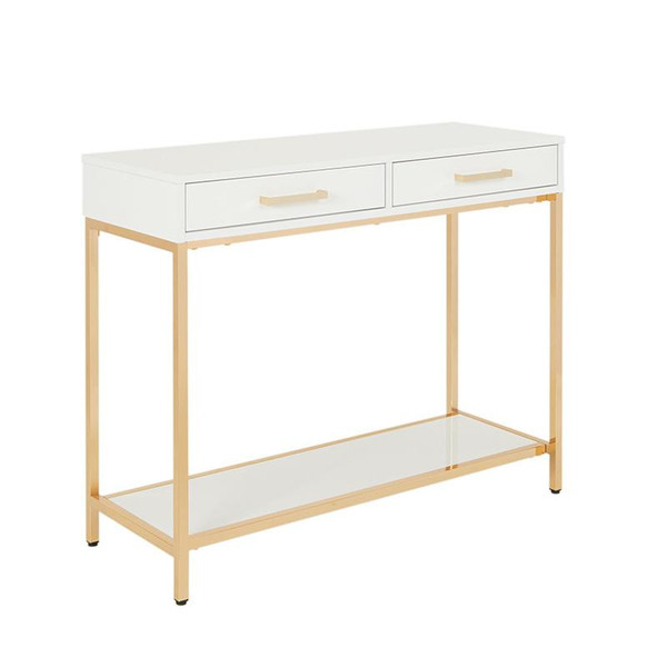 Alios Foyer Table W/ White Gloss Finish & Gold Chrome Plated Frame (ALS07-WH)