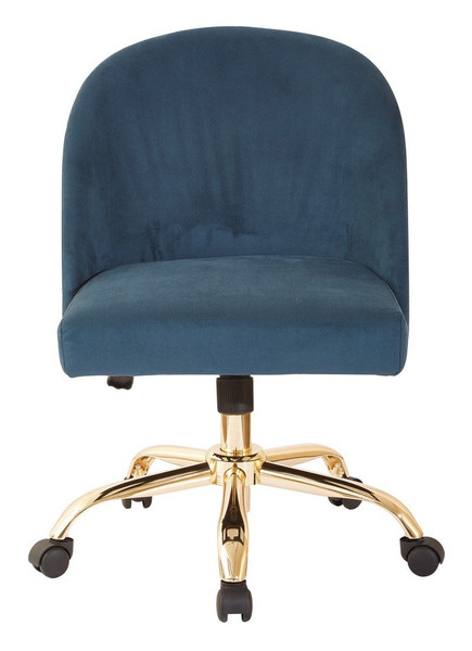 Mid Back Office Chair In Azure Velvet With Gold Base (FL3224G-V14)