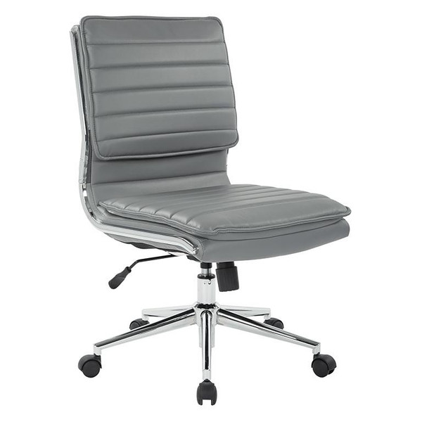 Armless Mid Back Manager'S Faux Leather Chair In Charcoal W/ Chrome Base (SPX23592C-U42)