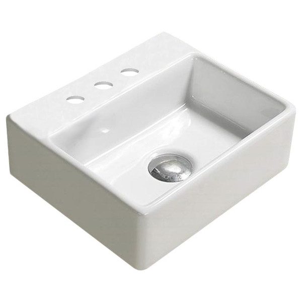 13-In. W Wall Mount White Vessel For 3H8-In. Center Drilling By American Imaginations (AI-28363)