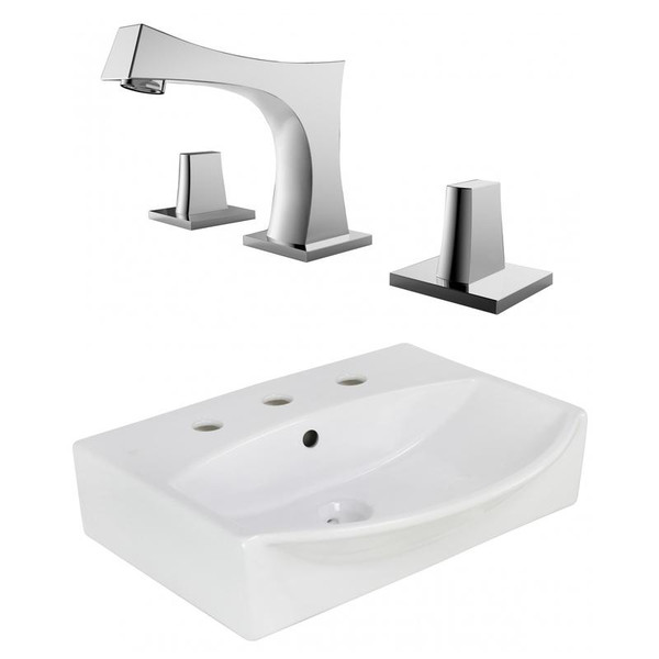 19.5" W Above Counter White Vessel Set For 3H8" Center Faucet (AI-22648)