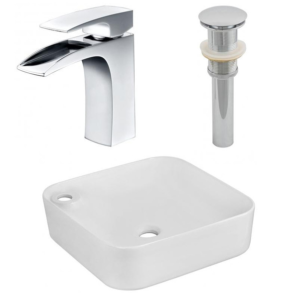 17" W Above Counter White Vessel Set For 1 Hole Left Faucet (AI-26551)