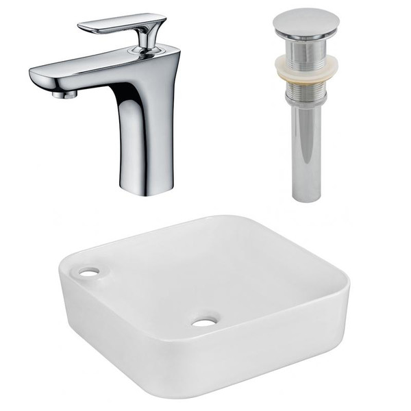 17" W Above Counter White Vessel Set For 1 Hole Left Faucet (AI-26550)