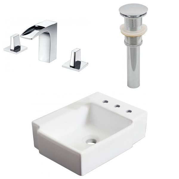16.25" W Wall Mount White Vessel Set For 3H8" Right Faucet (AI-26532)