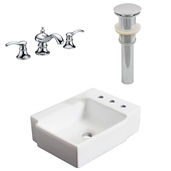 16.25" W Above Counter White Vessel Set For 3H8" Right Faucet (AI-26524)