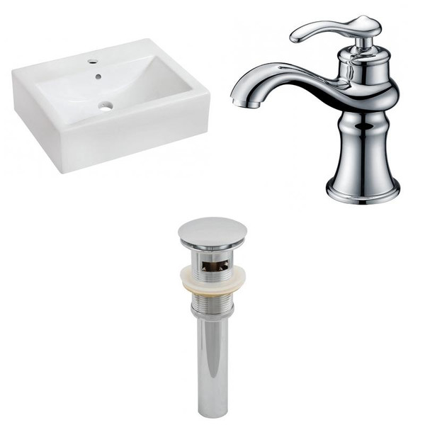 20.25" W Wall Mount White Vessel Set For 1 Hole Center Faucet (AI-26096)