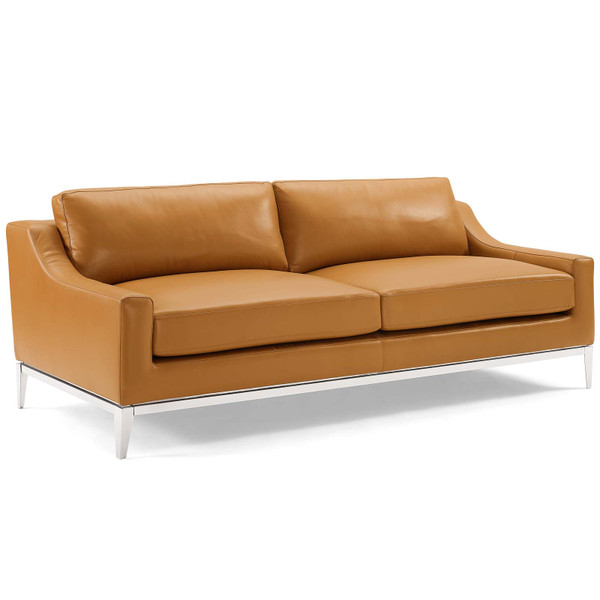 Harness 83.5" Stainless Steel Base Leather Sofa EEI-3444-TAN