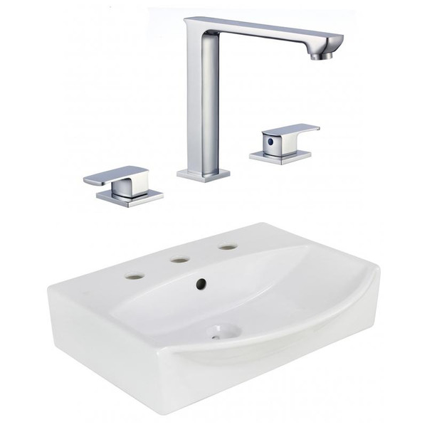19.5" W Wall Mount White Vessel Set For 3H8" Center Faucet (AI-22647)