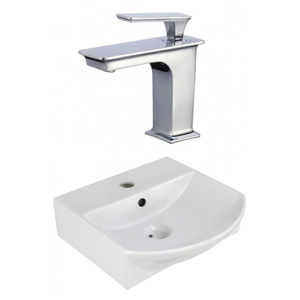 13.75" W Above Counter White Vessel Set For 1 Hole Center Faucet (AI-22621)